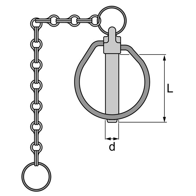 Goupille Clips avec Chaine pour Cone 17X61 MM référence fournisseur 232529